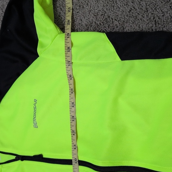 Bergrisar Neon Yellow Men's Cycling Jacket Four Back Pocket Zip Up Medium - Picture 12 of 15
